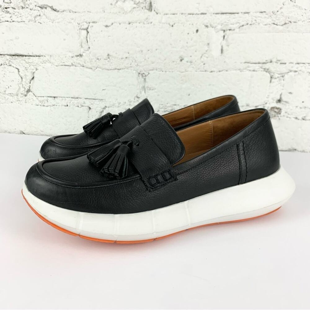 Robert Clergerie Salma Black Leather Tassel Slip On Loafer Platform Shoes 39